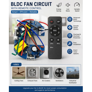 BLDC Ceiling Fan Circuit Board with Remote Control - Energy Saving 6 Speed